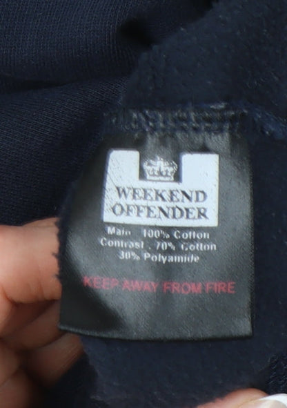 Weekend Offender Men’s Blue Henley Sweatshirt Size S High Neck