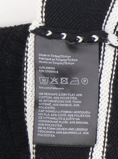 H&M Women’s Black Striped Short Sleeve Pullover Jumper XS