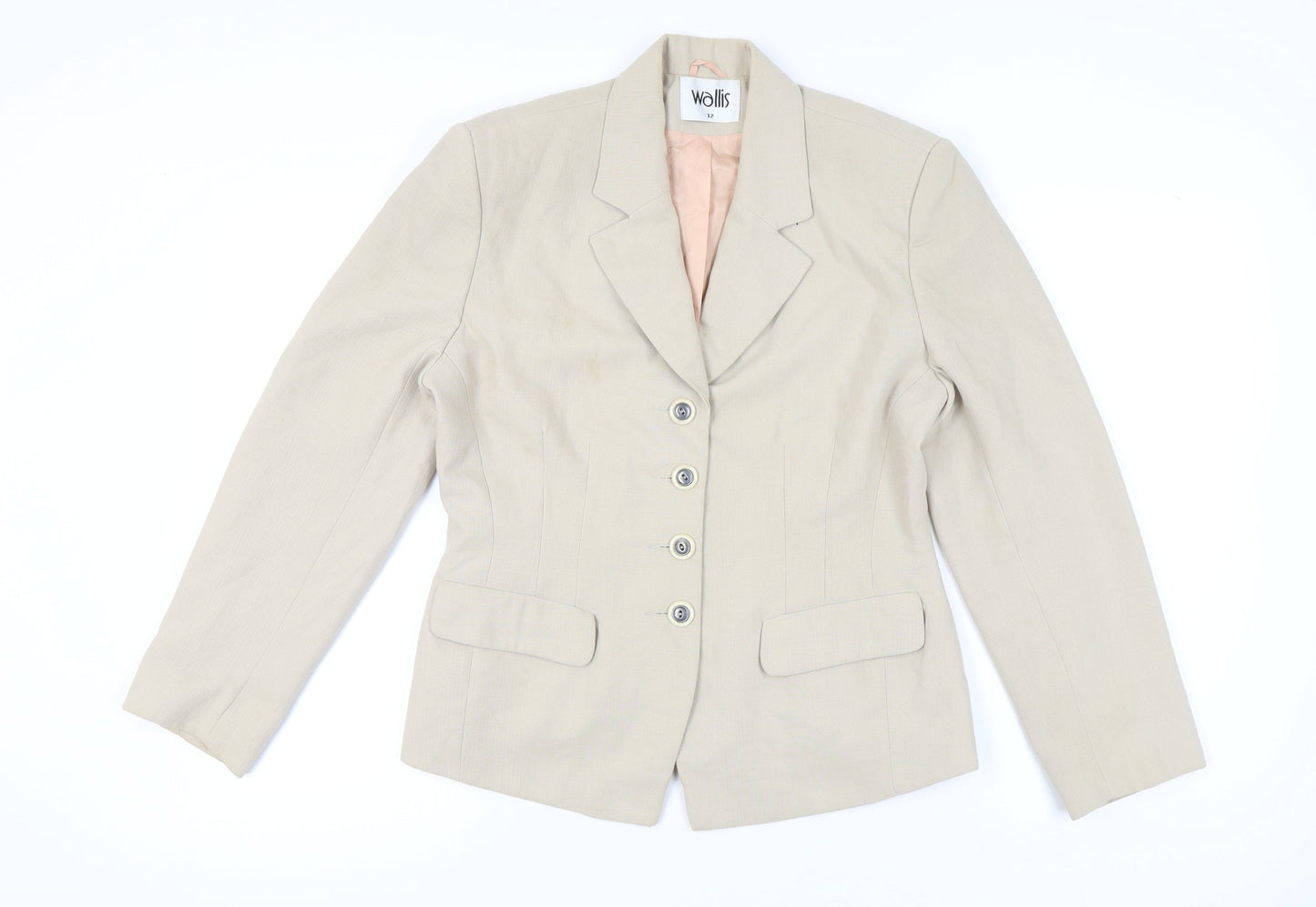Wallis Womens Beige Tailored Blazer Jacket Size 12 Workwear