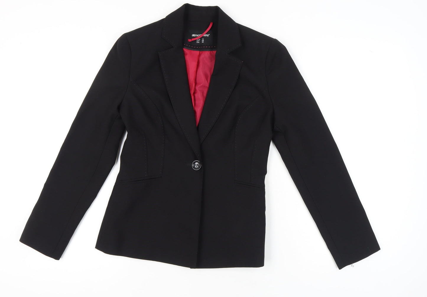 Atmosphere Womens Black Blazer UK 10 Regular Fit Notch Lapel