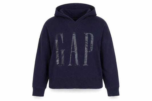 Gap Womens Navy Blue Hoodie Small Pullover Logo Cotton Blend