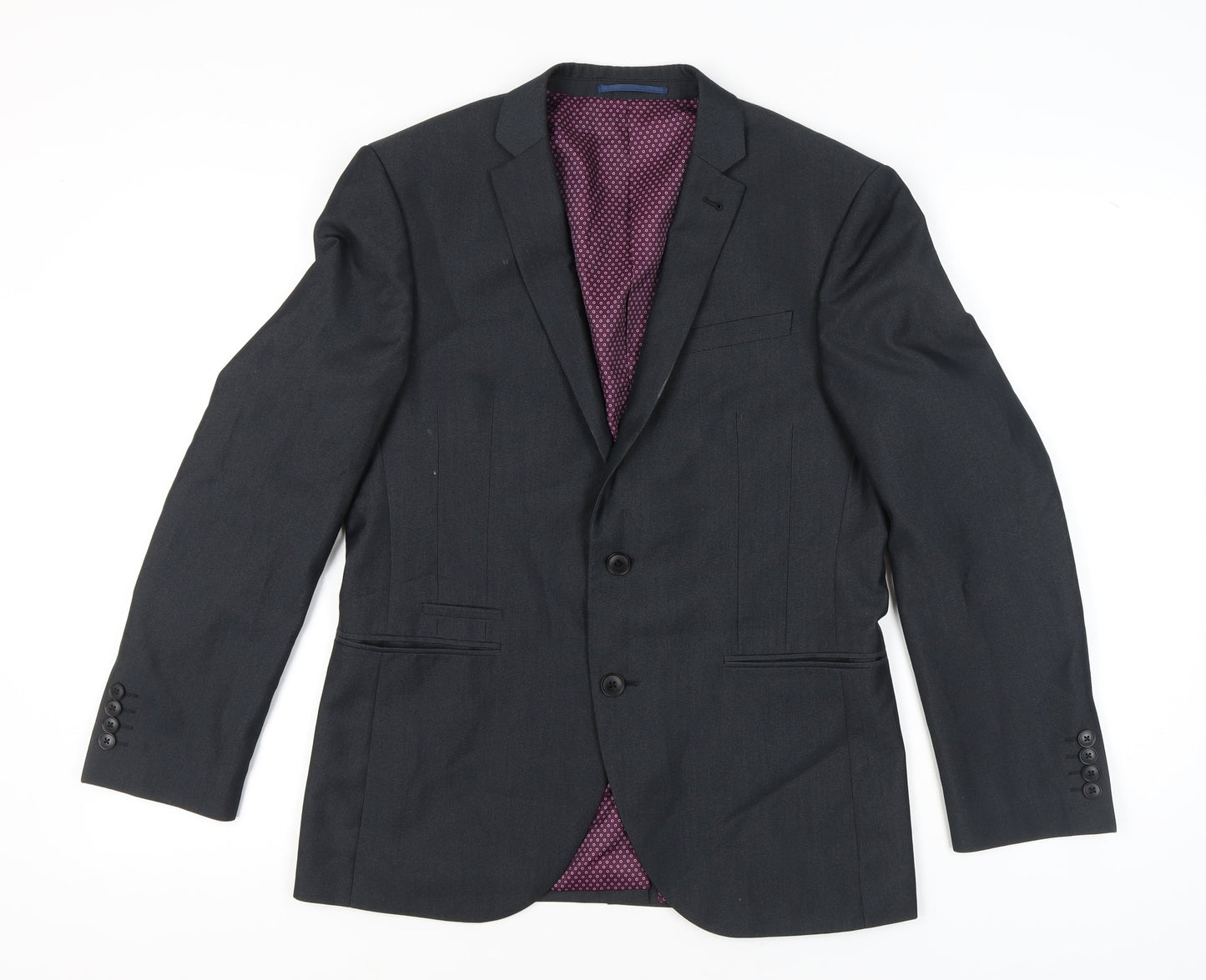 Next Men's Grey Suit Jacket 38S Short Single Breasted Notch Lapel