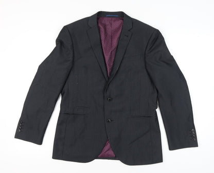 Next Men's Grey Suit Jacket 38S Short Single Breasted Notch Lapel