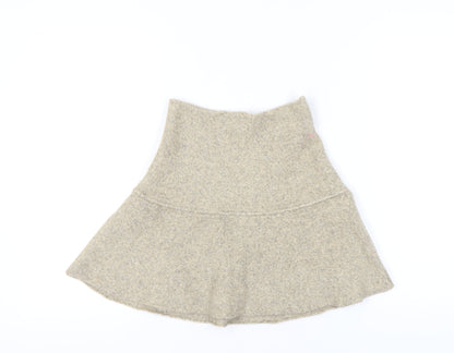 ZARA Women Beige Flared Wool Blend Short Skirt Size 12