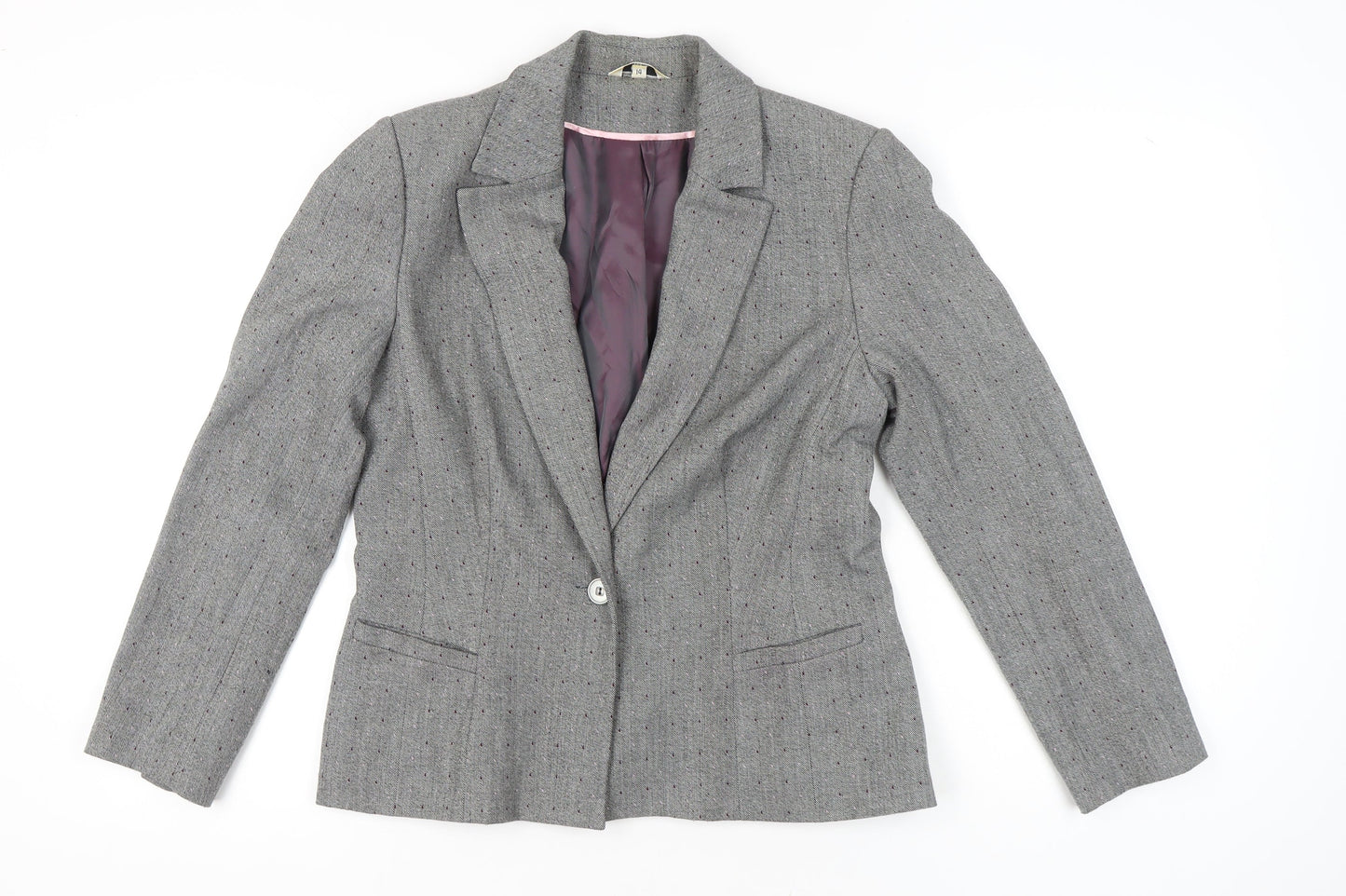 Klass Women’s Grey Polka Dot Size 14 Tailored Blazer Jacket