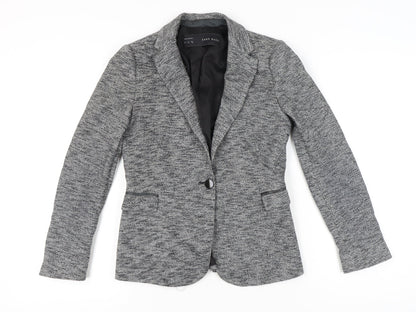Zara Women Grey Tailored Single-Breasted Blazer Jacket Size S