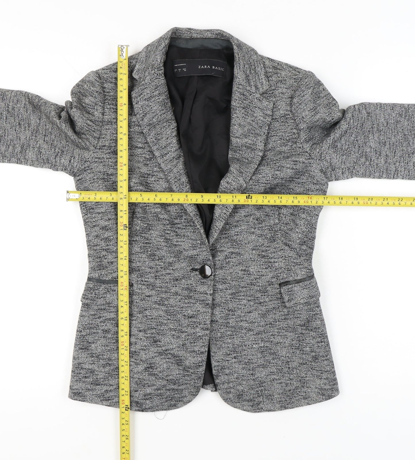 Zara Women Grey Tailored Single-Breasted Blazer Jacket Size S