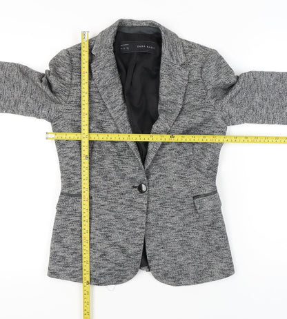 Zara Women Grey Tailored Single-Breasted Blazer Jacket Size S