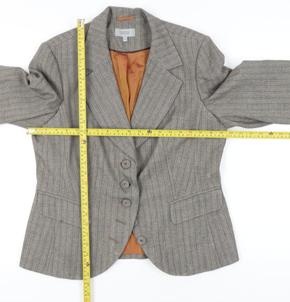 Marks and Spencer Women Brown Pinstripe Blazer Jacket Size 16