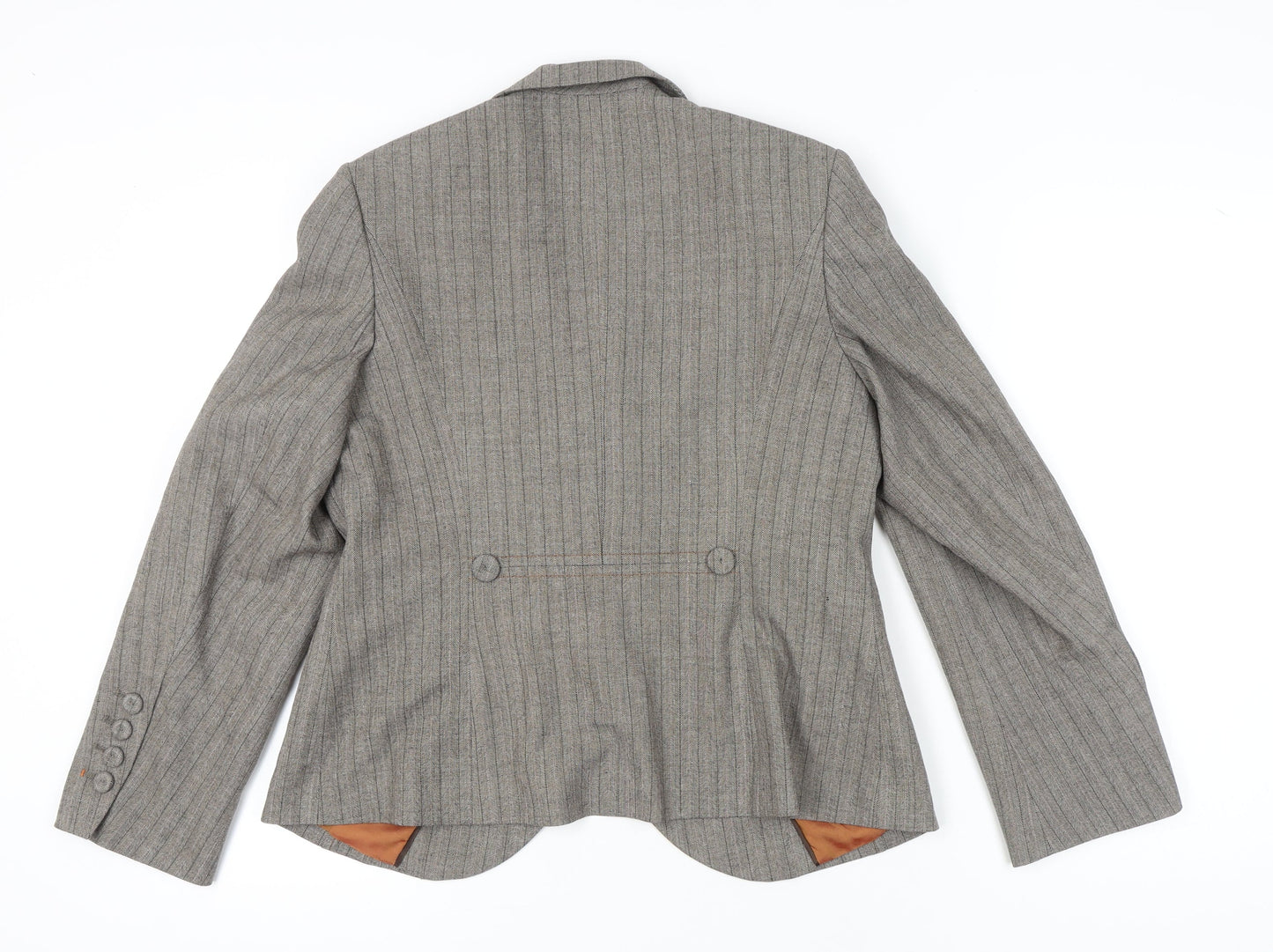 Marks and Spencer Women Brown Pinstripe Blazer Jacket Size 16