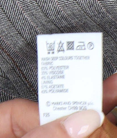 Marks and Spencer Women Brown Pinstripe Blazer Jacket Size 16