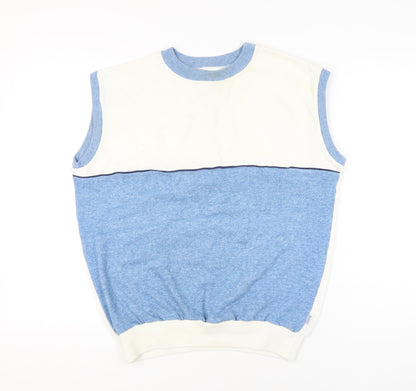 Rodeo Men's Blue White Sleeveless Knit Vest Jumper Size L 42in Chest
