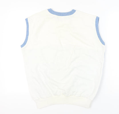Rodeo Men's Blue White Sleeveless Knit Vest Jumper Size L 42in Chest