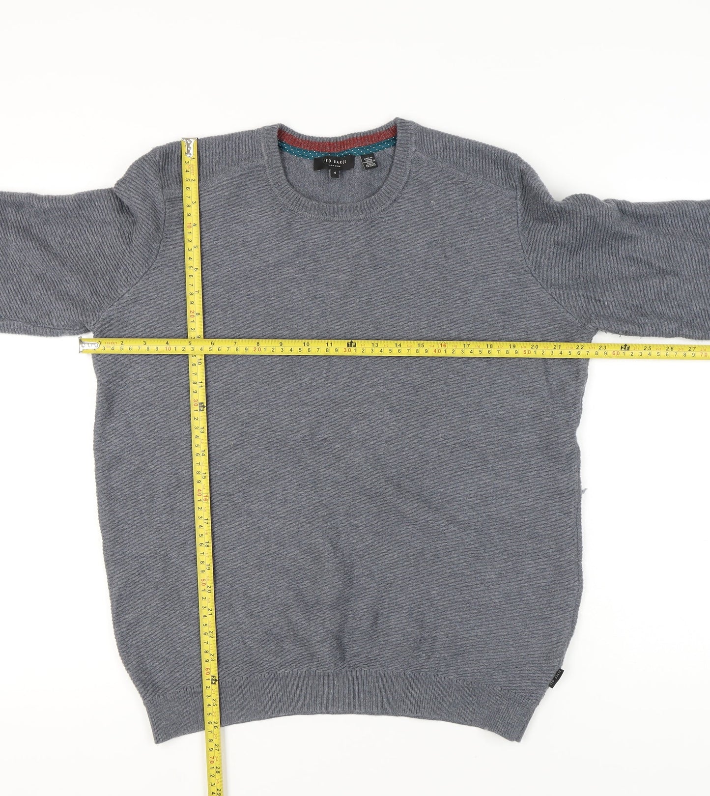 Ted Baker Men’s Grey Cotton Blend Crew Neck Jumper Size L