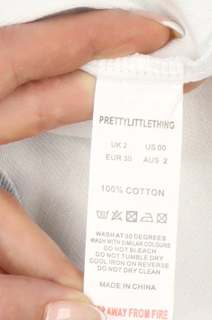 PrettyLittleThing Women’s Blue Tie Dye Puff Sleeve Bodycon Dress Size 2