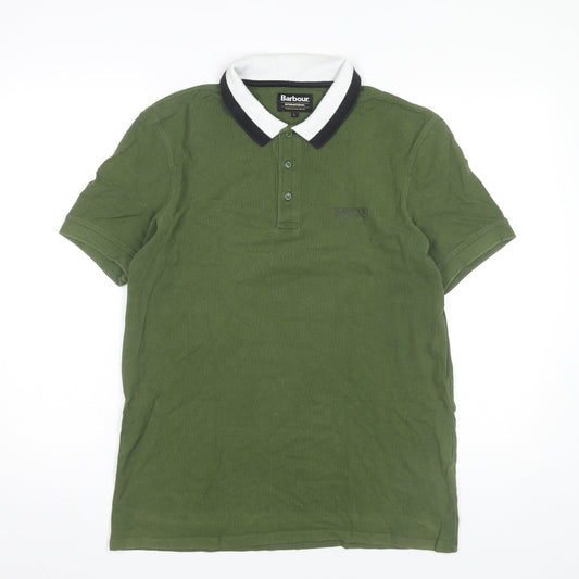 Barbour Men’s Green Polo Shirt L Cotton Short Sleeve Casual