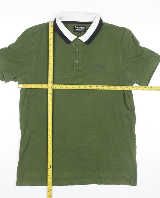 Barbour Men’s Green Polo Shirt L Cotton Short Sleeve Casual
