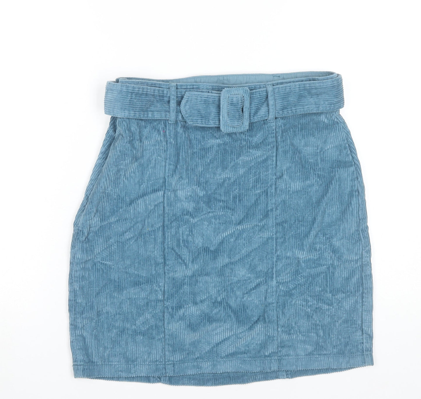 Dorothy Perkins Women’s Blue Cotton Corduroy Skirt UK 10 High Rise