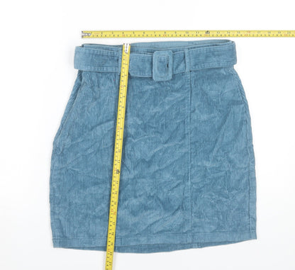 Dorothy Perkins Women’s Blue Cotton Corduroy Skirt UK 10 High Rise