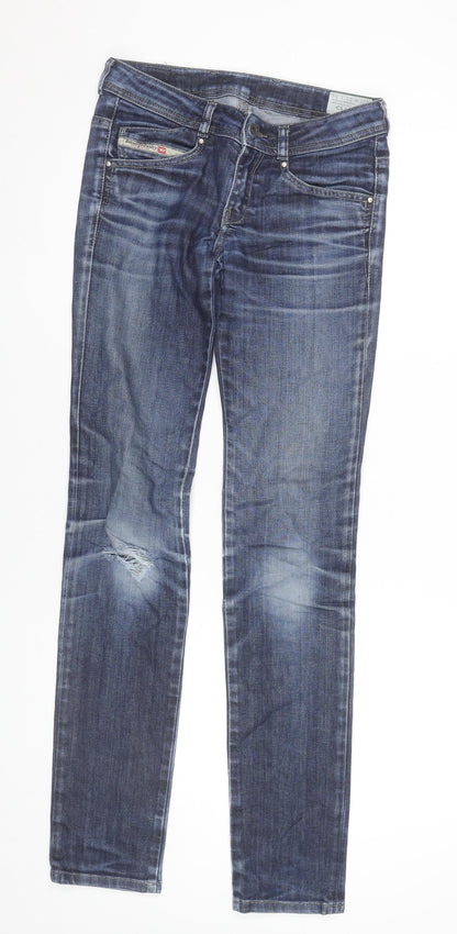 Diesel Women Blue Skinny Slim Mid-Rise Distressed Jeans Size 25