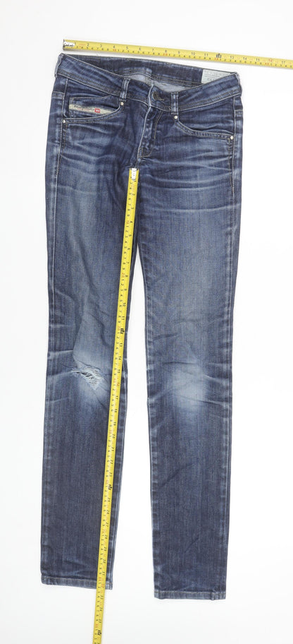 Diesel Women Blue Skinny Slim Mid-Rise Distressed Jeans Size 25