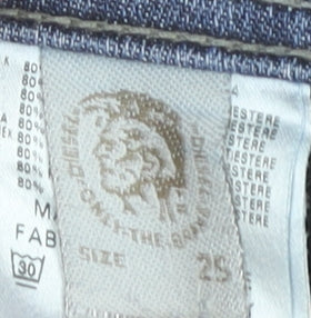 Diesel Women Blue Skinny Slim Mid-Rise Distressed Jeans Size 25