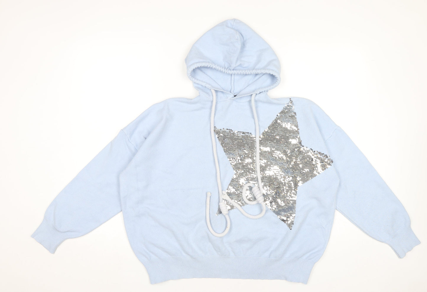 Forevayoung Women’s Blue Sequin Star Hoodie S Pullover Casual