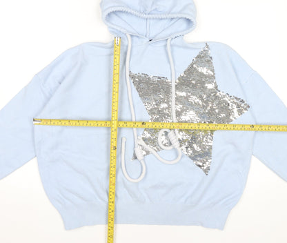 Forevayoung Women’s Blue Sequin Star Hoodie S Pullover Casual