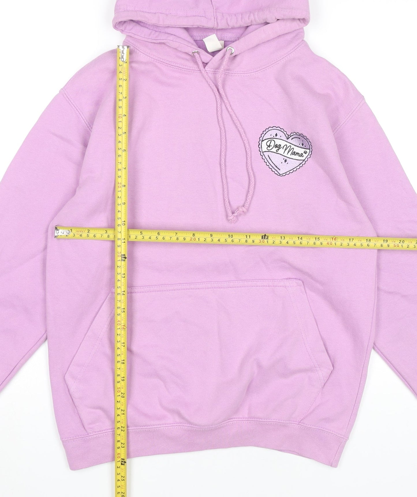 JustHoods Women’s Pink Pullover Hoodie S Dog Mama Embroidered Logo