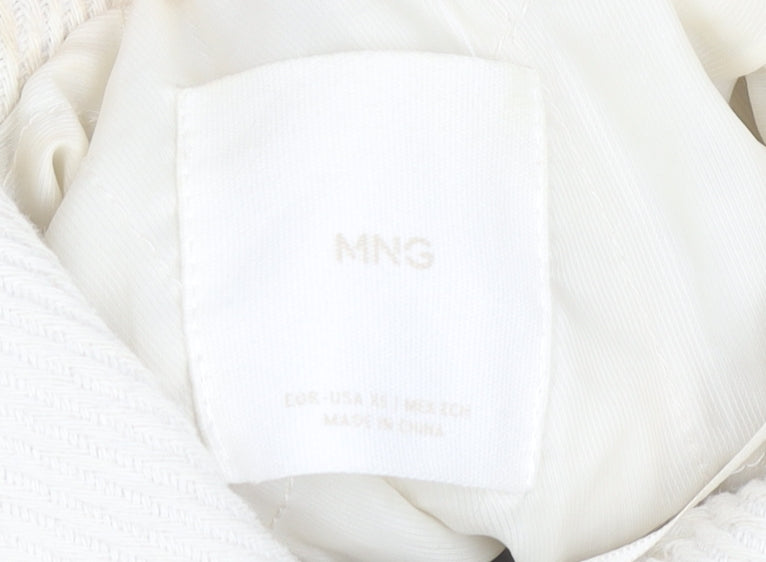 MNG Womens Ivory XS Bomber Jacket Corduroy Cropped Zip Casual