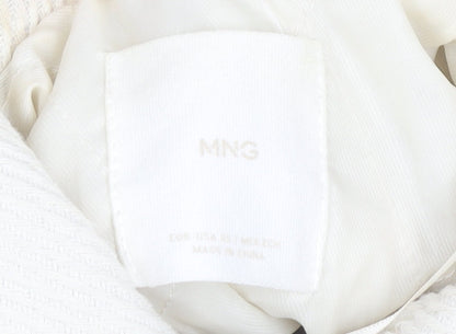 MNG Womens Ivory XS Bomber Jacket Corduroy Cropped Zip Casual