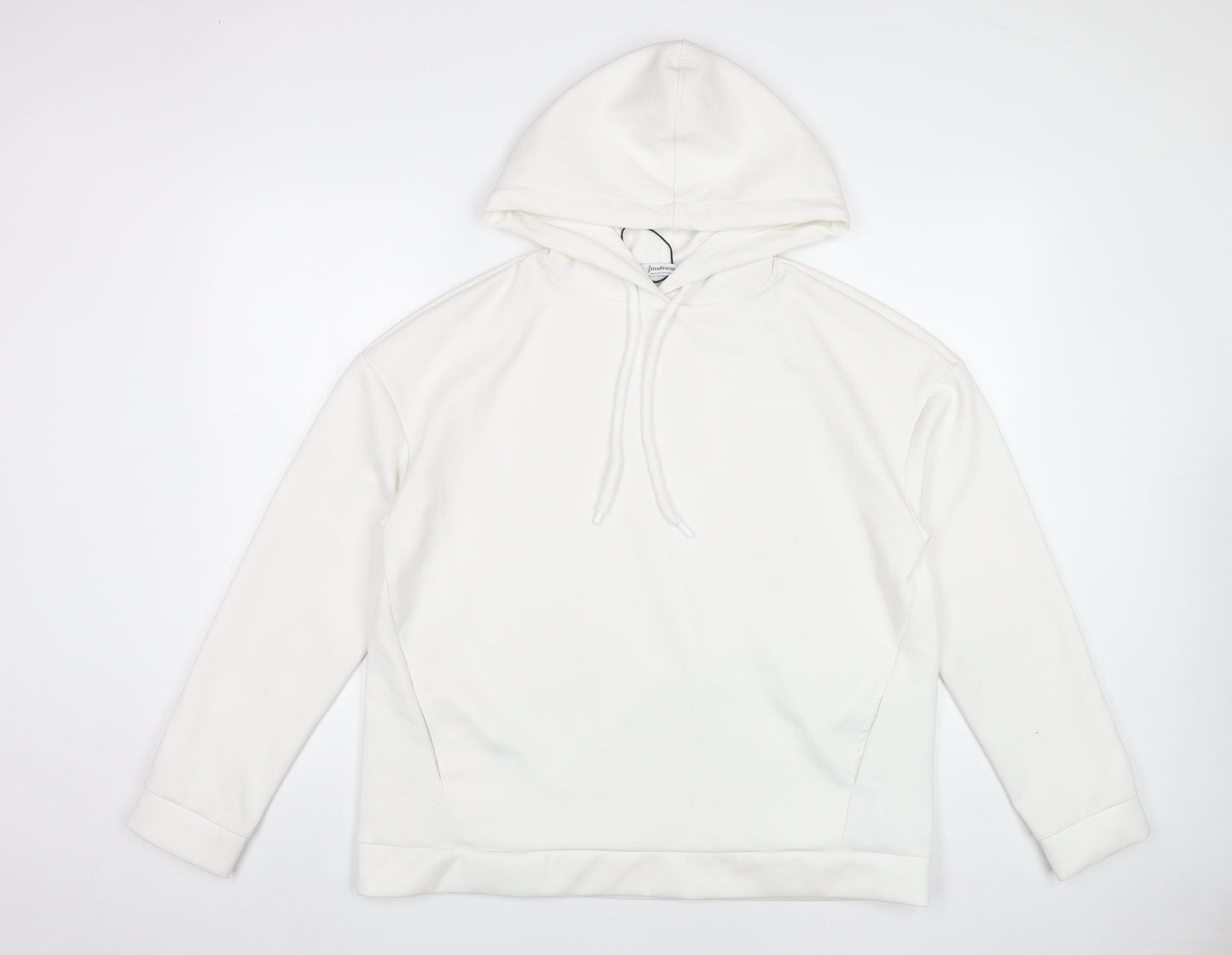Stradivarius Women’s White Hoodie Pullover Size L Polyester Blend
