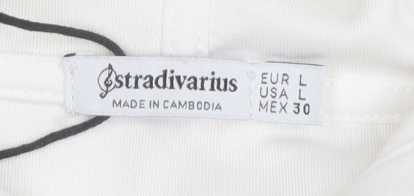 Stradivarius Women’s White Hoodie Pullover Size L Polyester Blend