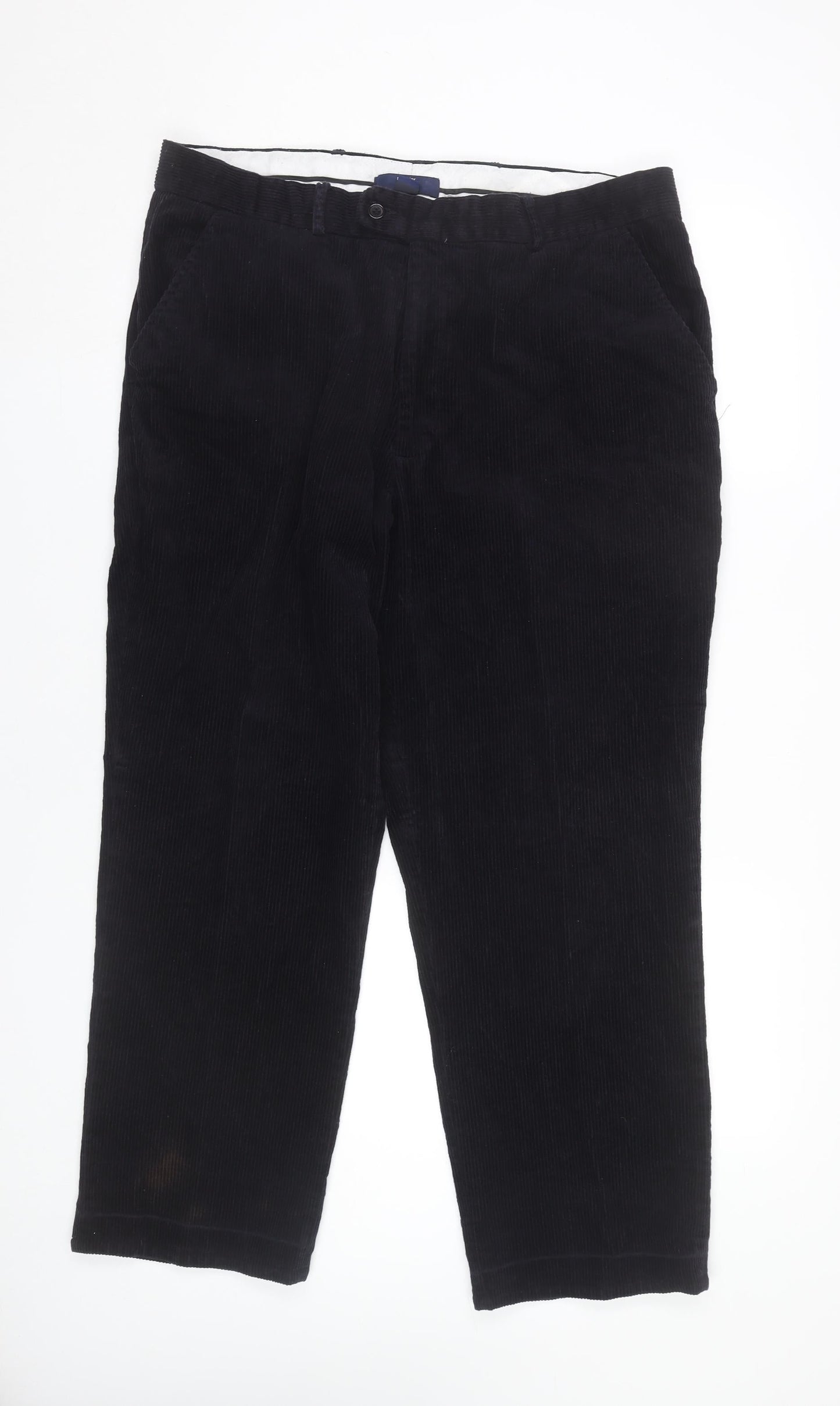 Premier Man Mens Black Corduroy Trousers XS 38in Waist Straight Leg