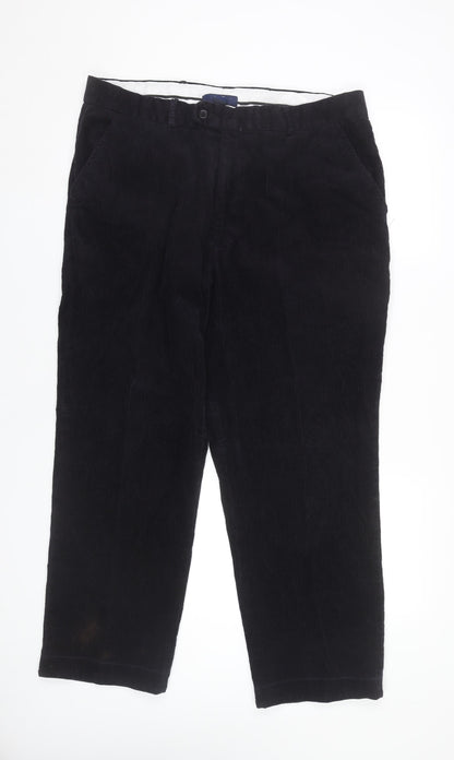 Premier Man Mens Black Corduroy Trousers XS 38in Waist Straight Leg