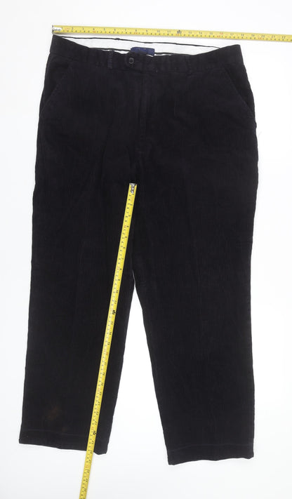 Premier Man Mens Black Corduroy Trousers XS 38in Waist Straight Leg