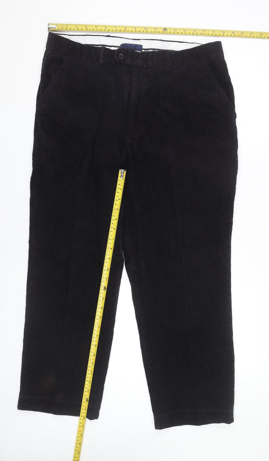 Premier Man Mens Black Corduroy Trousers XS 38in Waist Straight Leg