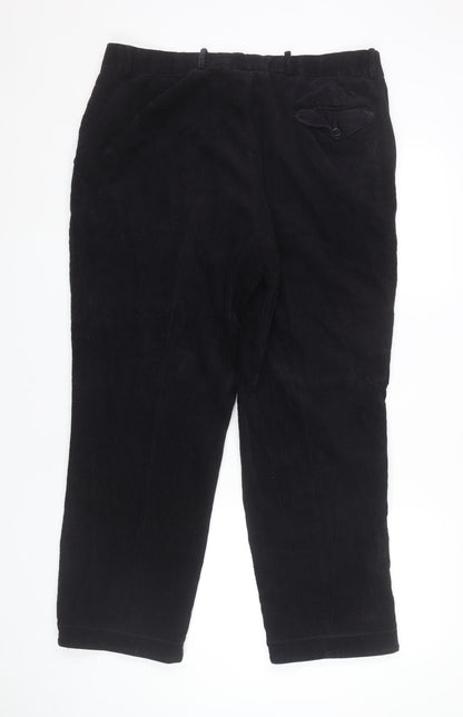 Premier Man Mens Black Corduroy Trousers XS 38in Waist Straight Leg