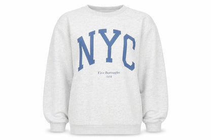 Front view of New Look girls’ grey nyc sweatshirt 12-13 years crew neck pullover