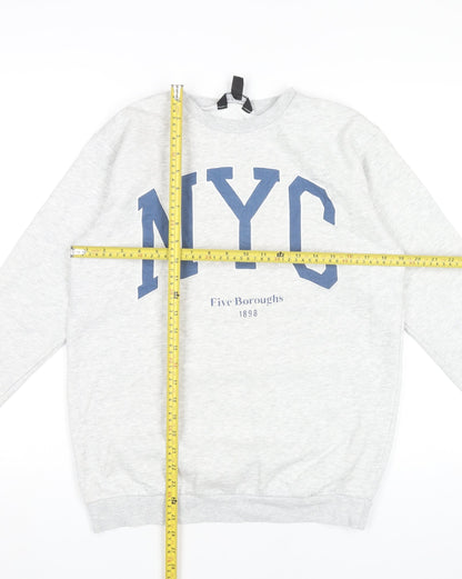 New Look Girls Grey NYC Sweatshirt 12-13 Years Crew Neck Pullover