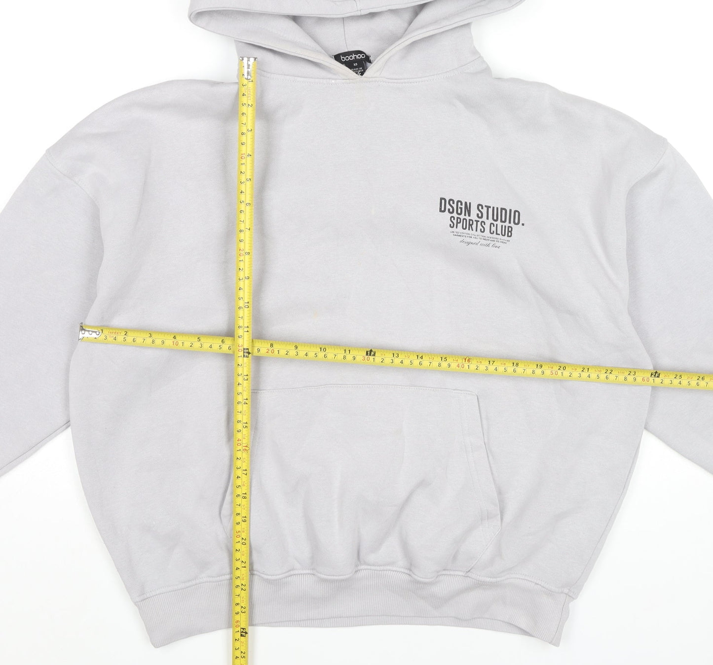 Boohoo Womens Grey Pullover Hoodie XS Regular Fit Sports Logo