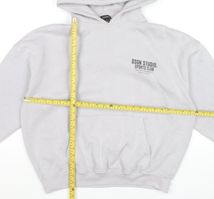 Boohoo Womens Grey Pullover Hoodie XS Regular Fit Sports Logo