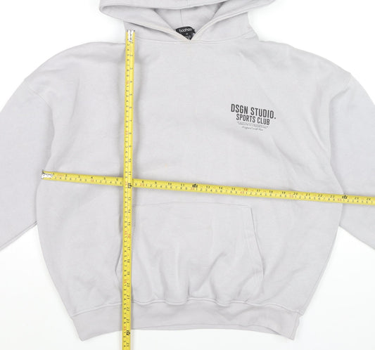 Boohoo Womens Grey Pullover Hoodie XS Regular Fit Sports Logo