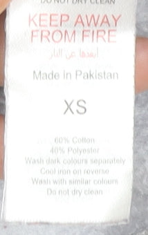 Boohoo Womens Grey Pullover Hoodie XS Regular Fit Sports Logo