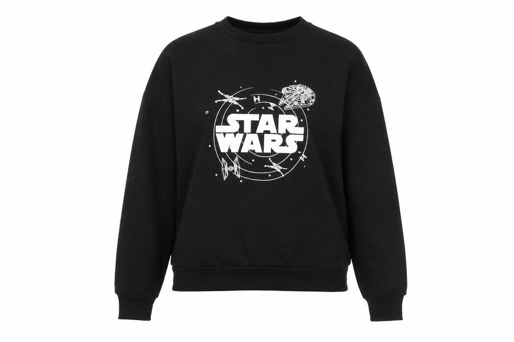 Front view of Star Wars Women’s Black XS Pullover Sweatshirt Graphic Logo
