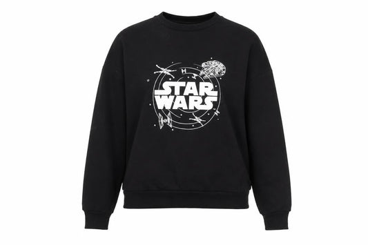 Front view of Star Wars Women’s Black XS Pullover Sweatshirt Graphic Logo