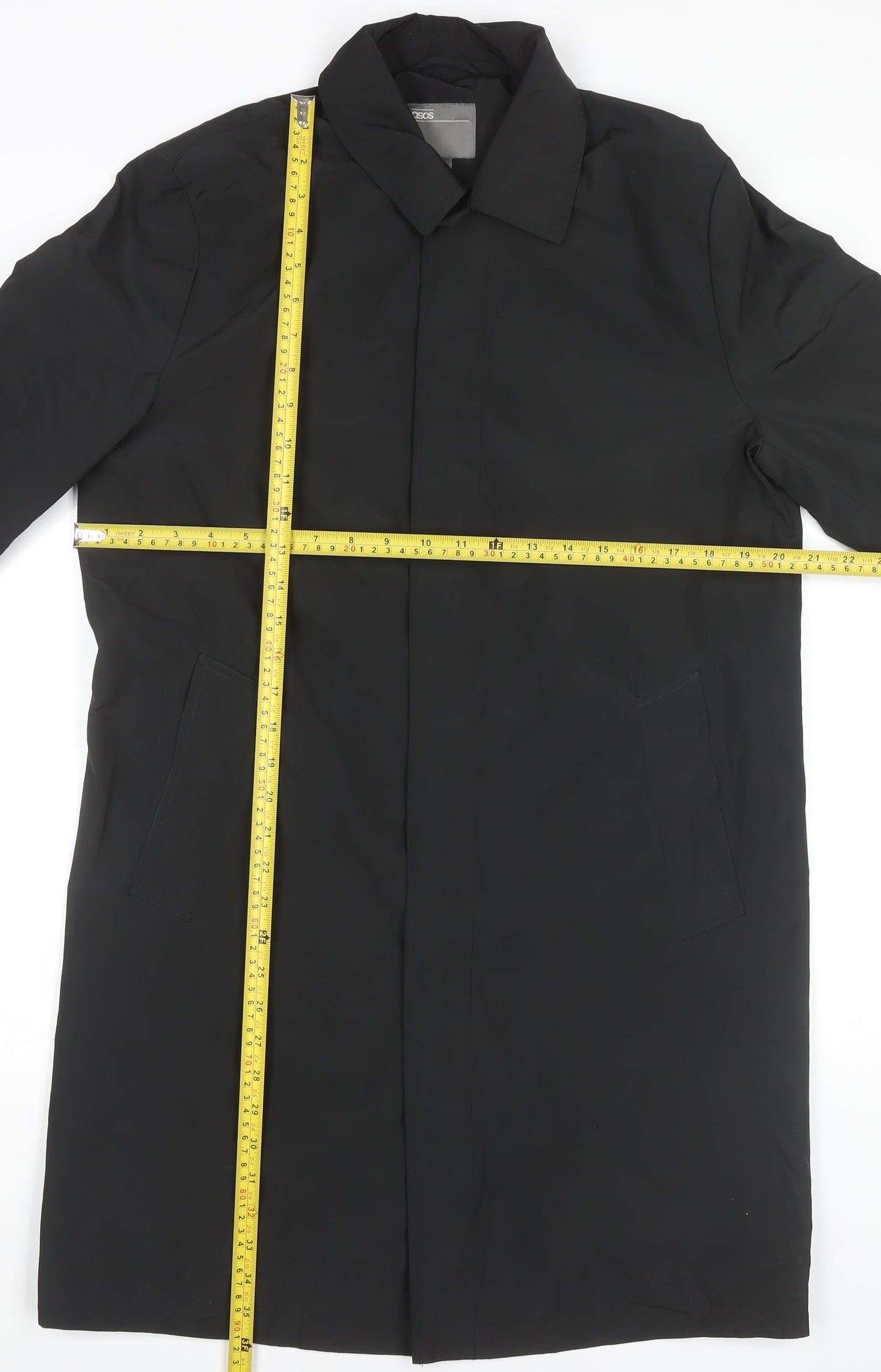 Womens UK Size M ASOS Black Overcoat