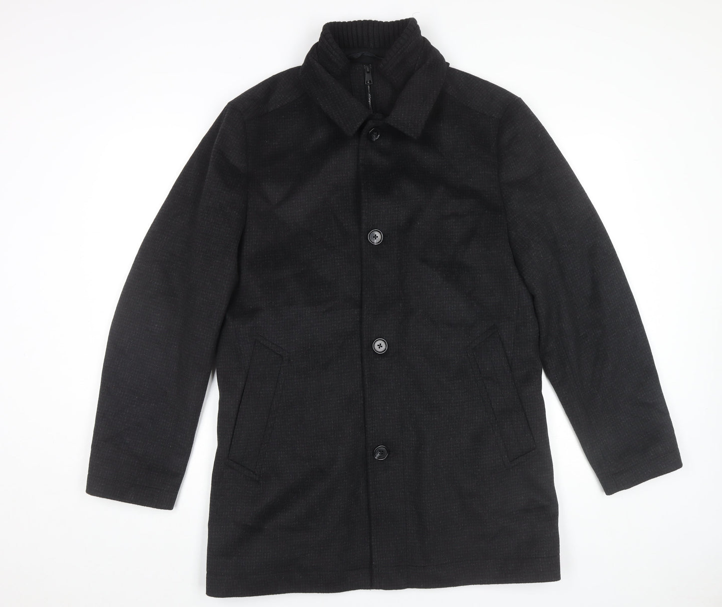 Mens UK Size M Marks and Spencer Black Overcoat