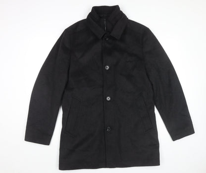 Mens UK Size M Marks and Spencer Black Overcoat