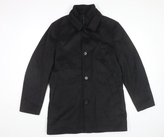 Mens UK Size M Marks and Spencer Black Overcoat